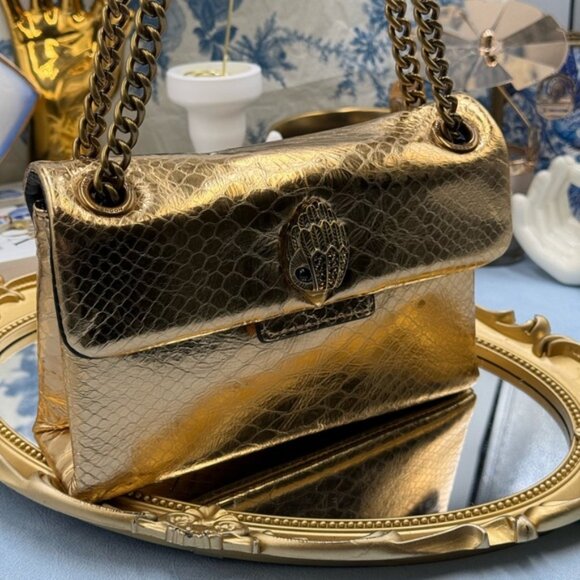 🆕 KURT GEIGER LONDON 🧿 NWOT Mini Croc Kensington Crossbody Bag, Gold Croc - Picture 4 of 16